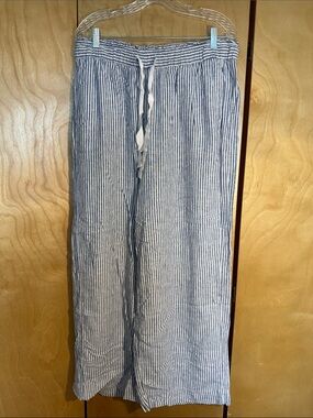 Lane Bryant Blue and White Striped Wide Leg Pants
